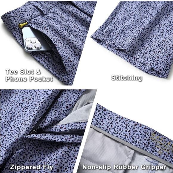 Men's Golf Shorts Print Quick Dry 10'' Inseam Blue Leopard.  Size 34 - Picture 10 of 10